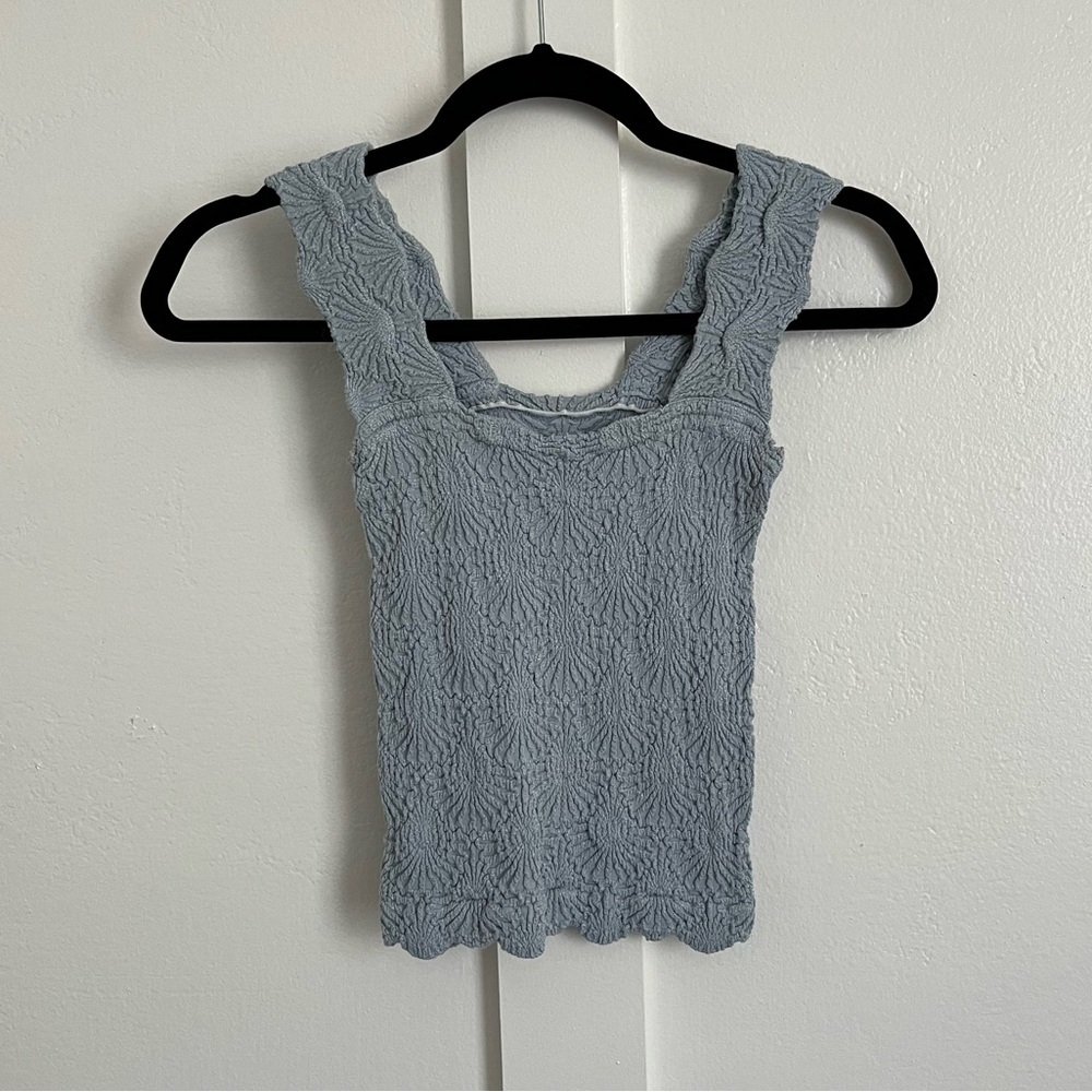 Free People Blue Square Neck Tank